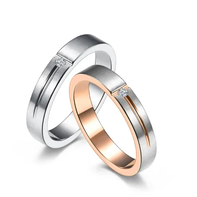 Titanium Steel Couple Rings with Diamonds, Fashionable Gift Tail Rings