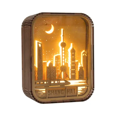 Eco-Friendly Creative Wood Carving Lamp for Home Decor Bedside Night Light with Engraved Design Gift for Bedroom Travel Souvenir