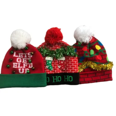 Christmas Santa Hat 100% Hand Knit Santa Hat Acrylic Santa Hand Knit Hat