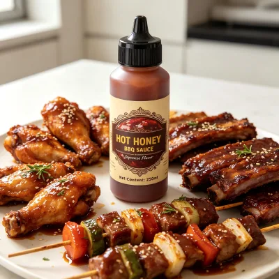 250ml Squeeze Bottle Hot Honey BBQ Sauce Sweet Spicy Barbecue Cooking Sauce for Restaurant Wholesale