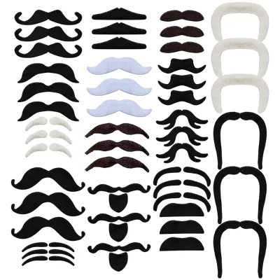 60pcs Creative Funny Costume Mustache Pirate Party Halloween Cosplay Fake Mustache Beard Whisker Kid Adult Novelty Supplies