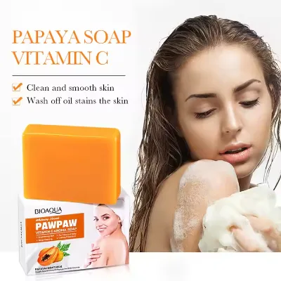 BIOAQUA 100g Papaya Aroma Vitamin C Soap Natural Cleansing Smoothing Brightening Nourishing Lasting Fragrance for Face & Body