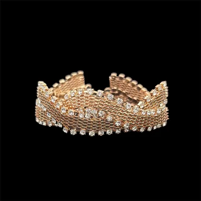 Light Luxury Crystal Braided Bracelet Adjustable Double Row Bracelet Fashion Wrap Cuff Bracelet Jewelry for Women Girls Gift