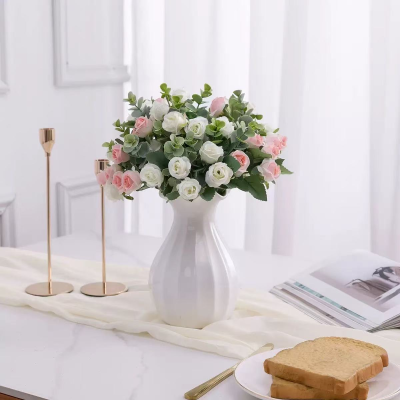Simulation 11 Heads Rose Bouquet With Eucalyptus Leaves Colors Simulation Bouquet of Eucalyptus Roses