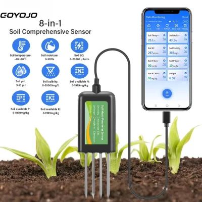 Smart 8-in-1 USB Soil NPK Sensor Real-Time EC, PH, Moisture Temperature, Salinity Analyzer for Precision Agriculture