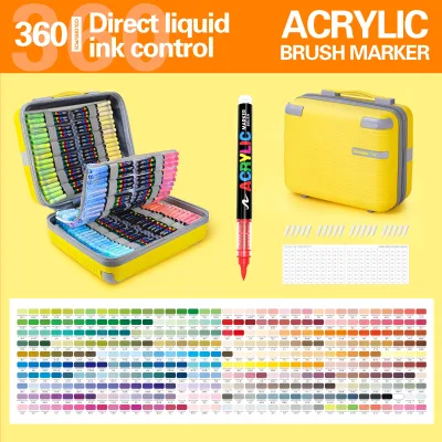 360 Colors Acrylic Paint Pens Brush Marker Pen for Rock Painting, Stone, Ceramic, Glass, Wood, Canvas ,DIY Art Supplies Drawing