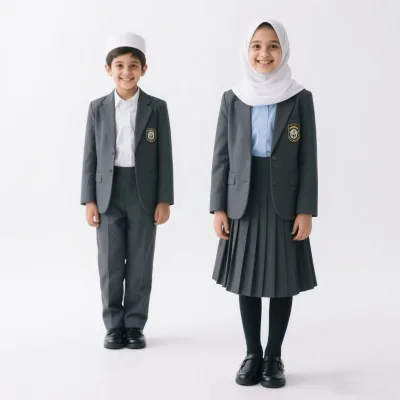 Custom OEM Wholesale Primary Kindergarten Children Unisex Nylon Uniform Set High Middle School University Muslim School Uniforms