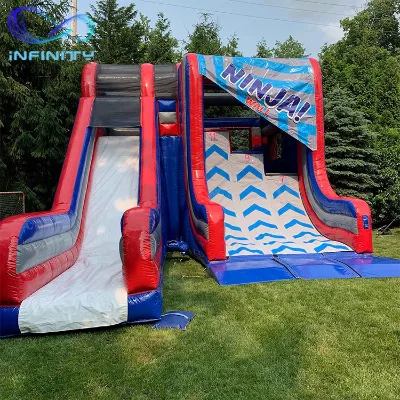 Amusement Park Outdoor Inflatable Ninja Wall Warped Wall Sport Games Kids Inflatable Slide for Sale