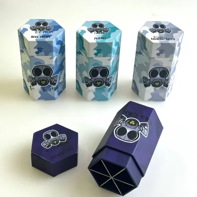 Multi Size Custom Cardboard Hexagon Paper Box Smell Proof 109mm 98mm 84mm 6 Pack Pre Tobacco Roll Cone Holder