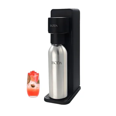 ISODA Complete Soda Maker Set Starter Kit BPA Free 1L Bottle No Electricity Quick Carbonation Healthy Drink Maker Countertop