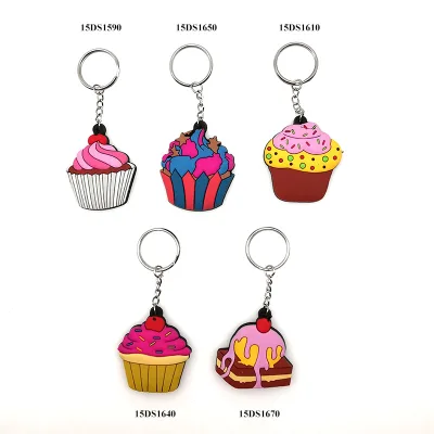 Wholesale Food Series Key Ring Cute Cartoon Ice Cream Dessert Keychain Customized PVC Keychains for Bag Decoration Accessory