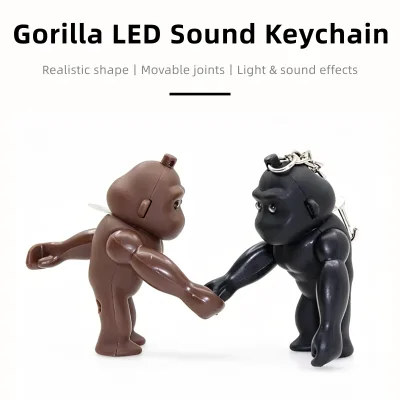 Sound Gorilla Cartoon Pattern ABS Plastic LED Light Keychain with Cell Battery Fashion Trend Souvenir