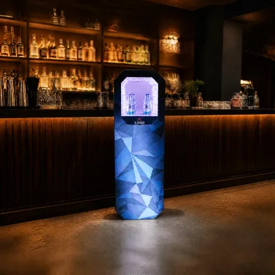 Customized Logo LED Bottle Presenter Glorifier Champagne Bottle Display Stand Rechargeable Whisky Holder