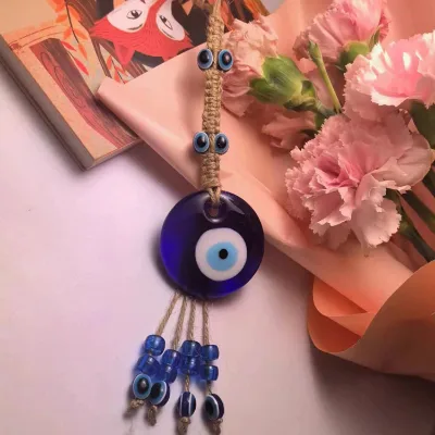 Wholesale Hemp Rope Blue Evil Eye Car Pendant Pendant Turkey Blue Eyes Decoration Gift Pendants Charms