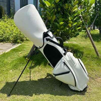 Popular Golf Stand Bag Custom logo Lightweight with Compartments 5 Way White Black Stock Delivery Within Three Days