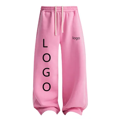 Wholesale New Collection Women's Heavyweight Breathable Fleece Wide Leg Oversized Baggy Streetwear Pants Print Eco-Friendly