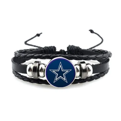 32 Styles of Rugby Team logo Bracelets Fashionable Retro Handmade Woven Leather Bracelets Men's Sports Style Bracelets Wholesale