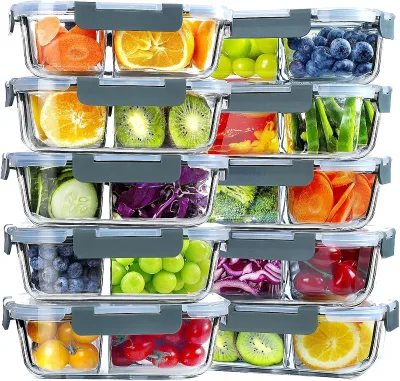 Wholesale High Borosilicate Glass Food Storage Container With Lid Sealed Meal Prep Containers Glass Lunch Boxes for Home Kitchen