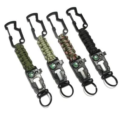 EDC Outdoor Paracord Keychain, Emergency Paracord Kit with Compass