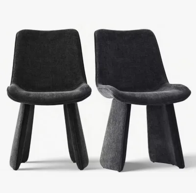 Stylish Minimalist Sculptural Padded Upholstered Armless Fabric Dining Side Chair for Indoor Home Dining Kitchen