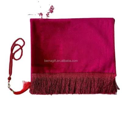 Travel Portable Foldable Simple Plain Design Velvet High Quality Cashmere Velvet Prayer Mat Easy Carry with Various Colors Op