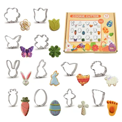 Easter Series Stainless Steel Cookie Mold Set Rabbit Rabbit Flower Diy Baking Tools Cookie Cutting Mold Set