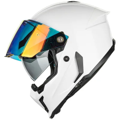ILM ABS Motorcycle Full Face Helmets DOT ECE Powersports Dual Visor Street Racing for Gloss Black Model MF509Pro White All