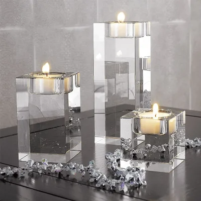 Mini Small Candlestick Holders  Crystal Votive Square Candle Holder