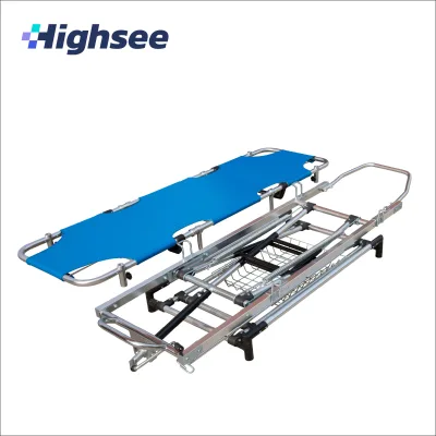 Transport Patient Funeral Mortuary Stainless Steel Ambulance Connecting Trolley Stretcher