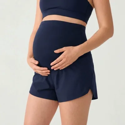 Factory Wholesale/OEM Womens Maternity Shorts Synthetic Fiber Blends High Elasticity for Abdominal Exercises Casual Summer