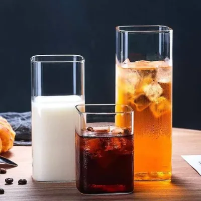 240/400ML High Borosilicate Glass Square Shape Glass Drinking Cups glass tea tumbler