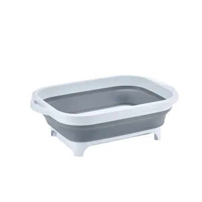 Portable Tub Folding Collapsible Plastic Folding Dish Tub Sink Foldable Laundry Basket Handle