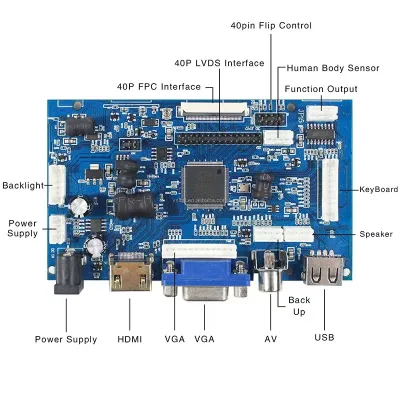 Customized RGB/LVDS/TTL 30PIN/40PIN/50PIN/60PIN FPC Universal LCD Controller Board Lvds to  Hd-m Vga AV Converter Board