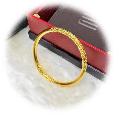 58cm 60cm 62cm Copper Chinese Style Gold Plated Bangles High Polished Fashionable Bracelets Bangle