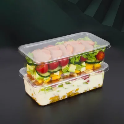 Transparent 1000ml PET/PP Food Packaging Containers Lid for Light Meals Salads Baked Pastries Dessert Mousse Cakes