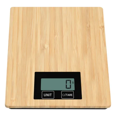 AAA Battery Powered Electronic Kitchen Scale Auto Shut Large Capacity 5kg Bamboo Platform Digital Weight Measuring Food Weighing
