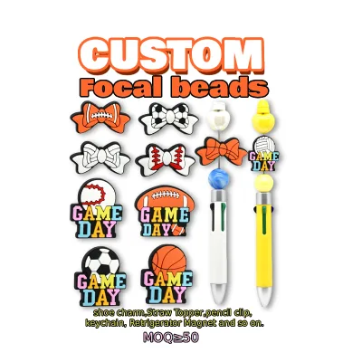 Custom Pvc Focal Beads Mix Bulk for Pen Making Silicone Focal Beads for Pens Beaded Pens Accessories