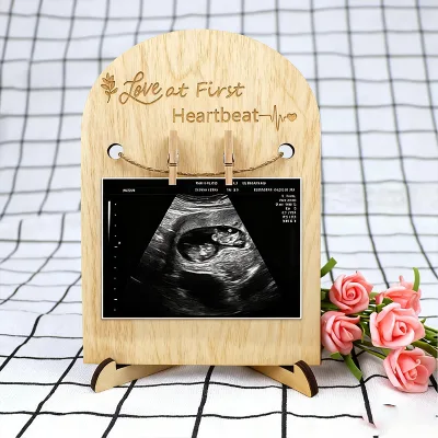 Customizable Wood Photo Frame for Newborn Pregnancy Newborn Sonogram Photo Display Frame