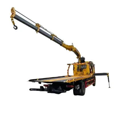 4 * 2 10 Tons Trailer Belt Hoist Folding Crane Tractor With Crane Boom Truck Crane Mounted Truck