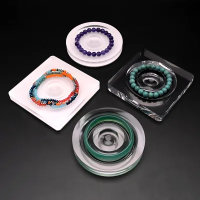 Clear Acrylic Square Design Customizable Bracelet Display Stand Bangle Organizer Rack Jewelry Display Holder Accessory