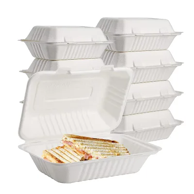 Eco-Friendly Biodegradable Sugarcane Fiber Bagasse Food Container Sugarcane Lunch Box
