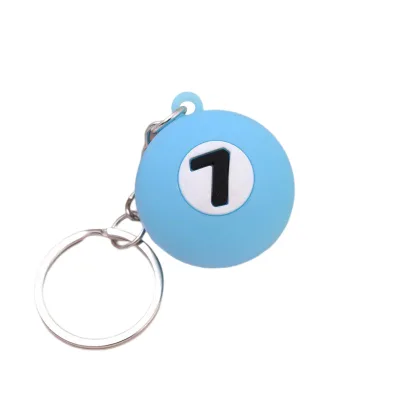 New Creative Soft PVC Key Rings 3D Colorful Billiard Ball Plastic Keychains