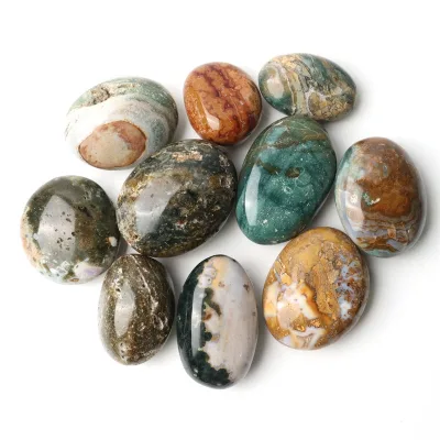 Wholesale Handmade Polished Crystal Large Tumbles 4-7cm Beautiful Ocean jasper Palm Stone