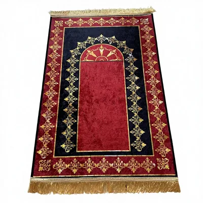 Cross-Border Diamond-Fleece Silk and Wool Thickened Printed Worship Rug for Living Room Prayer Mat with Washing Care