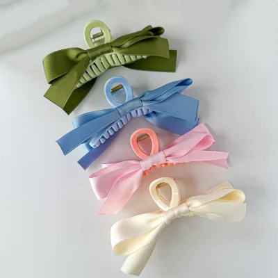 Double sided bow claw clip Bowknot hair clip acrylic Hot selling hair accessories Ribbon bow hair claw