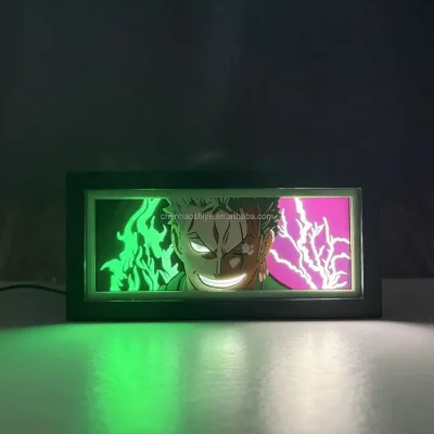 Custom Anime Zoro Light Box Demon Slayer Superhero Wood Frame Nightlight Cute Rectangle Bedroom Decoration for Holidays Creative