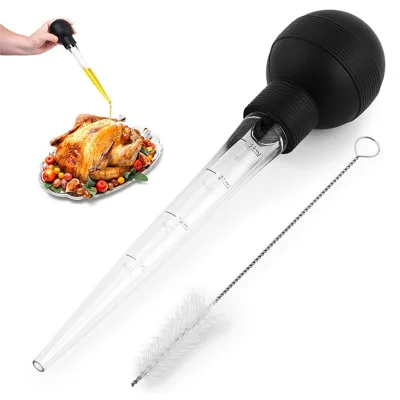 Large BBQ Turkey Baster for Cooking Premium Baster Syringe for Hot Liquids with Cleaning Brush