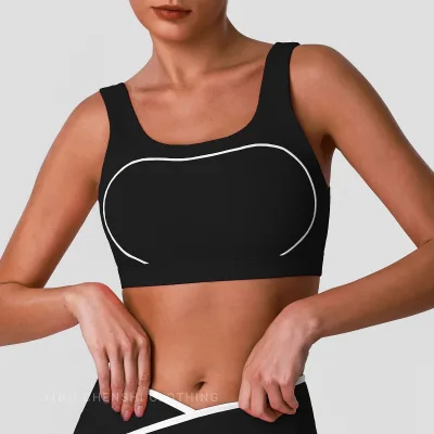 European & American Sleeveless Yoga Sports Bra for Women Breathable Workout Tank Top, Padded Activewear Fitness Vest Bra