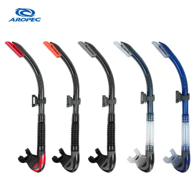 Professional Dry Top Foldable Silicone Snorkel Mouthpiece Purge Valve Comfortable Lightweight Durable 49cm Aropec OEM/ODM/OBM