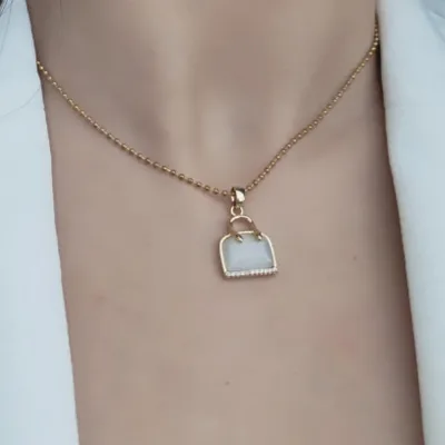 Fashion Bag Charm Pendant Necklace for Women Non Tarnish 925 Sterling Siver Necklace